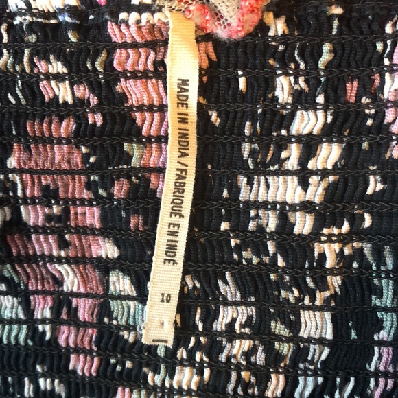 Free People dress, multi color floral print on black background, size 10 - Picture 13 of 15